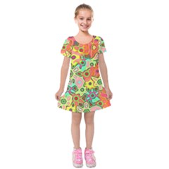 Colorful shapes              Kids  Short Sleeve Velvet Dress from ZippyPress