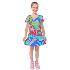 Colorful distorted shapes on a grey background                                                         Kids  Short Sleeve Velvet Dress from ZippyPress