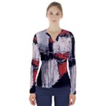 Abstract  V-Neck Long Sleeve Top
