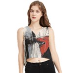 Abstract  V-Neck Cropped Tank Top