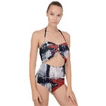 Abstract  Scallop Top Cut Out Swimsuit