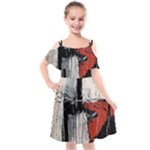 Abstract  Kids  Cut Out Shoulders Chiffon Dress
