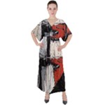 Abstract  V-Neck Boho Style Maxi Dress