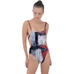 Abstract  Tie Strap One Piece Swimsuit