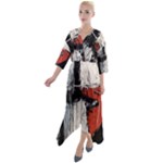 Abstract  Quarter Sleeve Wrap Front Maxi Dress