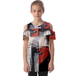 Abstract  Fold Over Open Sleeve Top