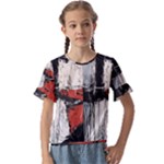 Abstract  Kids  Cuff Sleeve Scrunch Bottom T-Shirt