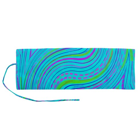 Pattern Swirl Pink Green Aqua Roll Up Canvas Pencil Holder (M) from ZippyPress