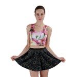Midnight Blossom Elegance Black Backgrond Mini Skirt