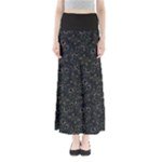 Midnight Blossom Elegance Black Backgrond Full Length Maxi Skirt