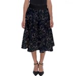 Midnight Blossom Elegance Black Backgrond Perfect Length Midi Skirt