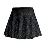 Midnight Blossom Elegance Black Backgrond Mini Flare Skirt
