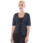Midnight Blossom Elegance Black Backgrond Cropped Button Cardigan