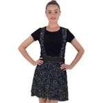 Midnight Blossom Elegance Black Backgrond Velvet Suspender Skater Skirt
