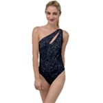 Midnight Blossom Elegance Black Backgrond To One Side Swimsuit