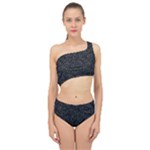 Midnight Blossom Elegance Black Backgrond Spliced Up Two Piece Swimsuit