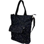 Midnight Blossom Elegance Black Backgrond Shoulder Tote Bag
