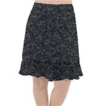 Midnight Blossom Elegance Black Backgrond Fishtail Chiffon Skirt