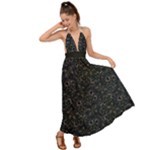 Midnight Blossom Elegance Black Backgrond Backless Maxi Beach Dress