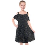 Midnight Blossom Elegance Black Backgrond Kids  Cut Out Shoulders Chiffon Dress