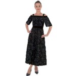 Midnight Blossom Elegance Black Backgrond Shoulder Straps Boho Maxi Dress 