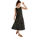 Midnight Blossom Elegance Black Backgrond Summer Maxi Dress