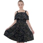 Midnight Blossom Elegance Black Backgrond Cut Out Shoulders Chiffon Dress