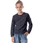 Midnight Blossom Elegance Black Backgrond Kids  Long Sleeve T-Shirt with Frill 