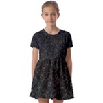 Midnight Blossom Elegance Black Backgrond Kids  Short Sleeve Pinafore Style Dress
