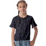 Midnight Blossom Elegance Black Backgrond Kids  Cuff Sleeve Scrunch Bottom T-Shirt