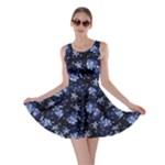 Stylized Floral Intricate Pattern Design Black Backgrond Skater Dress