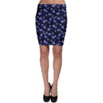 Stylized Floral Intricate Pattern Design Black Backgrond Bodycon Skirt