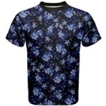 Stylized Floral Intricate Pattern Design Black Backgrond Men s Cotton T-Shirt