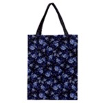Stylized Floral Intricate Pattern Design Black Backgrond Classic Tote Bag
