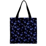 Stylized Floral Intricate Pattern Design Black Backgrond Zipper Grocery Tote Bag
