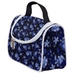 Stylized Floral Intricate Pattern Design Black Backgrond Satchel Handbag