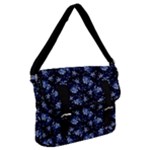Stylized Floral Intricate Pattern Design Black Backgrond Buckle Messenger Bag