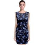 Stylized Floral Intricate Pattern Design Black Backgrond Classic Sleeveless Midi Dress