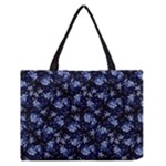 Stylized Floral Intricate Pattern Design Black Backgrond Zipper Medium Tote Bag