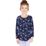 Stylized Floral Intricate Pattern Design Black Backgrond Kids  Long Sleeve T-Shirt