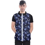 Stylized Floral Intricate Pattern Design Black Backgrond Men s Puffer Vest