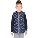 Stylized Floral Intricate Pattern Design Black Backgrond Kids  Hooded Puffer Vest