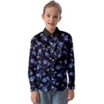 Stylized Floral Intricate Pattern Design Black Backgrond Kids  Long Sleeve Shirt