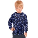 Stylized Floral Intricate Pattern Design Black Backgrond Kids  Hooded Pullover