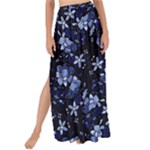 Stylized Floral Intricate Pattern Design Black Backgrond Maxi Chiffon Tie-Up Sarong