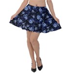 Stylized Floral Intricate Pattern Design Black Backgrond Velvet Skater Skirt