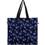Stylized Floral Intricate Pattern Design Black Backgrond Canvas Travel Bag