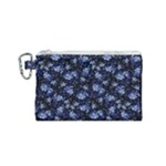 Stylized Floral Intricate Pattern Design Black Backgrond Canvas Cosmetic Bag (Small)