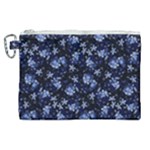 Stylized Floral Intricate Pattern Design Black Backgrond Canvas Cosmetic Bag (XL)
