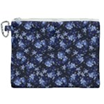 Stylized Floral Intricate Pattern Design Black Backgrond Canvas Cosmetic Bag (XXL)